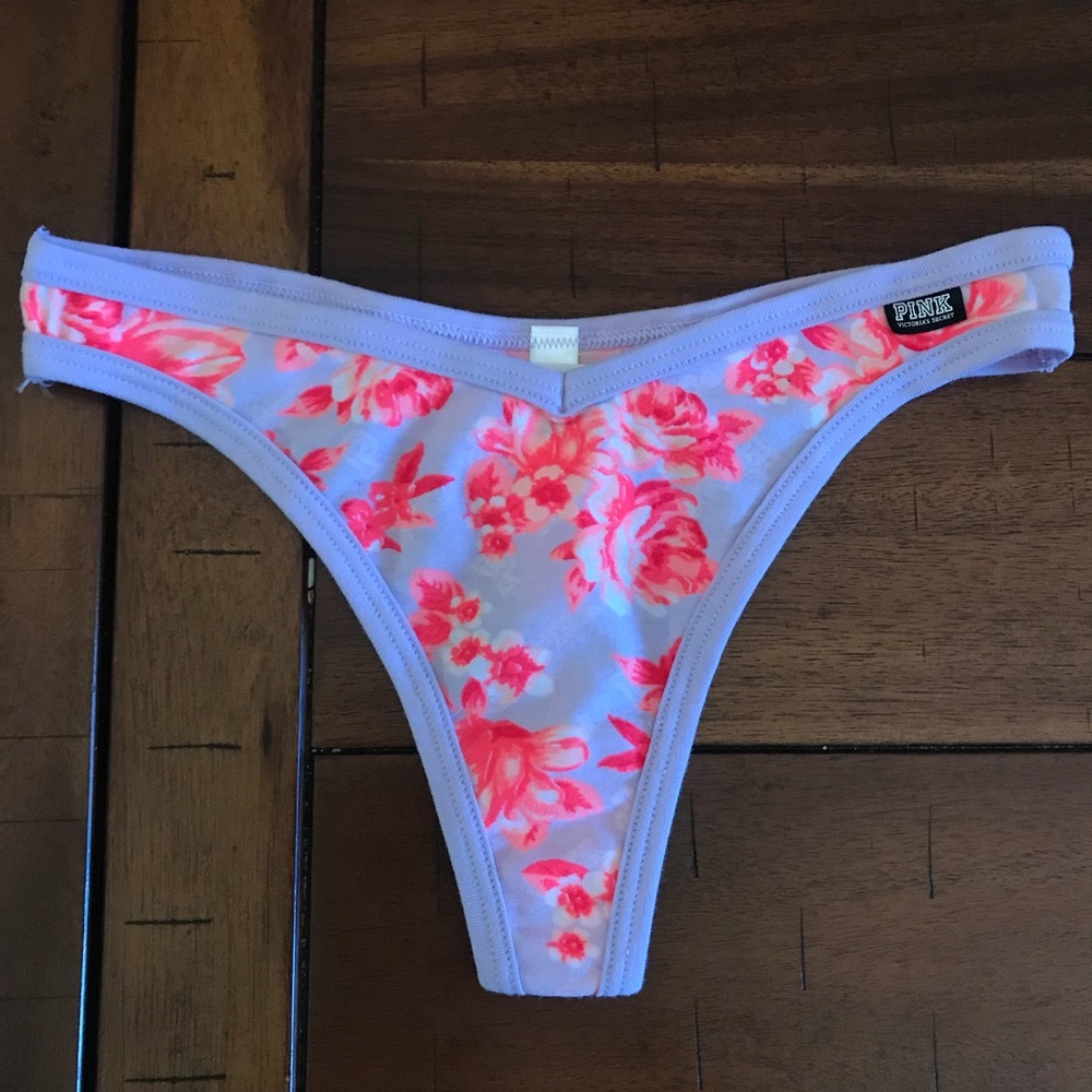 NWT✨ PINK Floral Print Cotton Thong